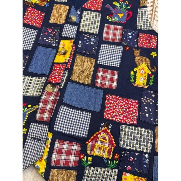 Vintage Handmade Patchwork Embroidered Vest Medium Grandmacore Cottagecore‎ - Picture 6 of 6